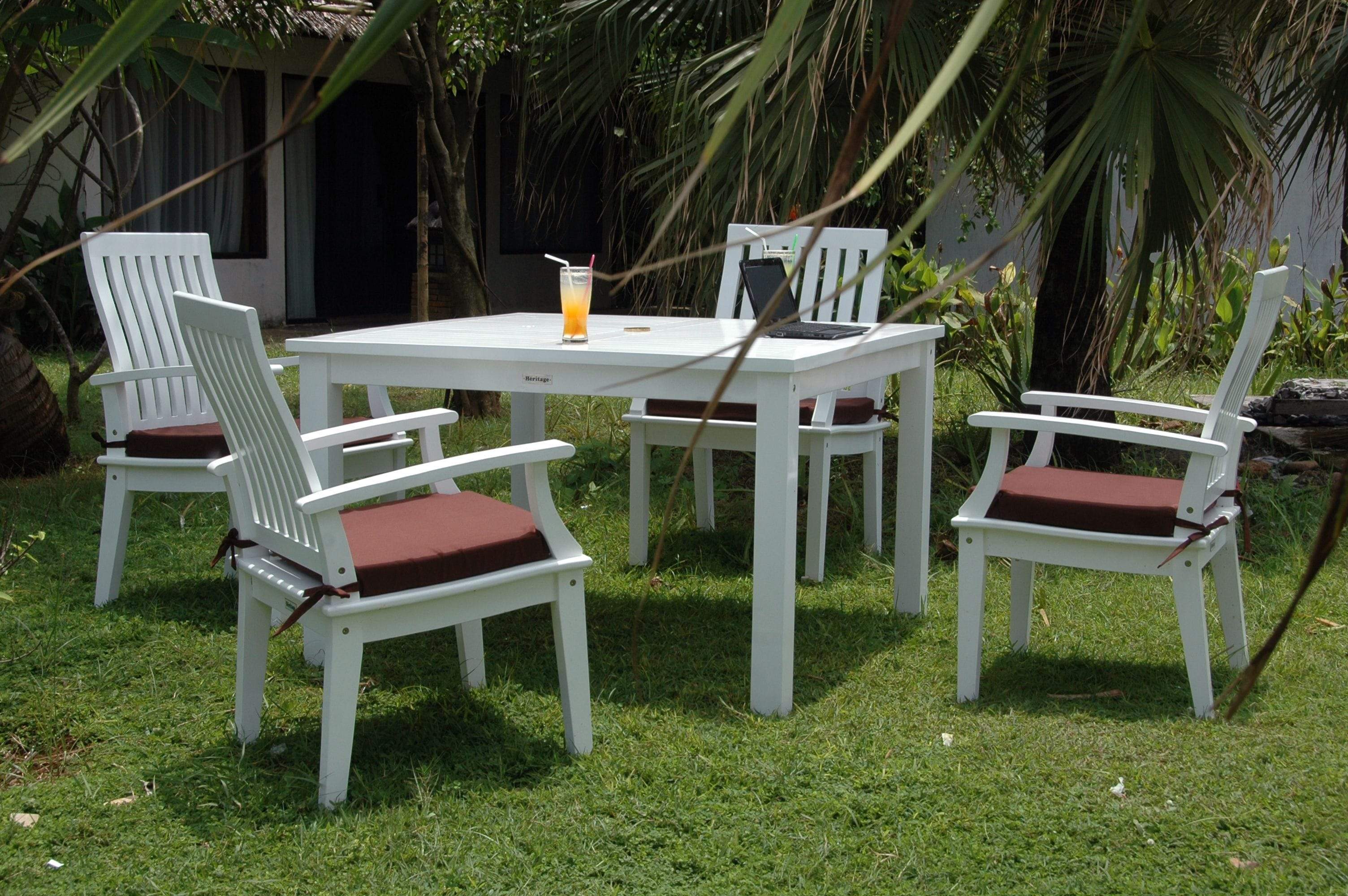 Anderson Teak Outdoor Dining Set Anderson Teak - Magnolia 5-Pieces Dining Set ( SET-P17 ) | Rectangle Teak Wood Dining Table & Armchair | Mahogany White Paint