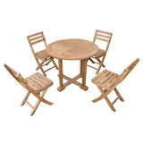Anderson Teak Outdoor Dining Set Anderson Teak - Montage Alabama 5-Pieces Bistro Set ( SET-228 ) | Teak Wood Round Dining Table