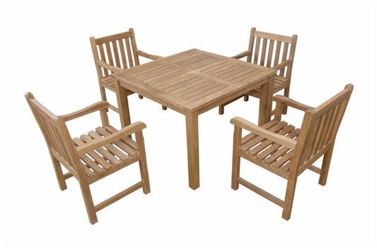 Anderson Teak Outdoor Dining Set Anderson Teak - Montage Braxton  5- Pieces Dining Set B ( SET-214 ) |  Teak Wood Square Dining Table & Armchair