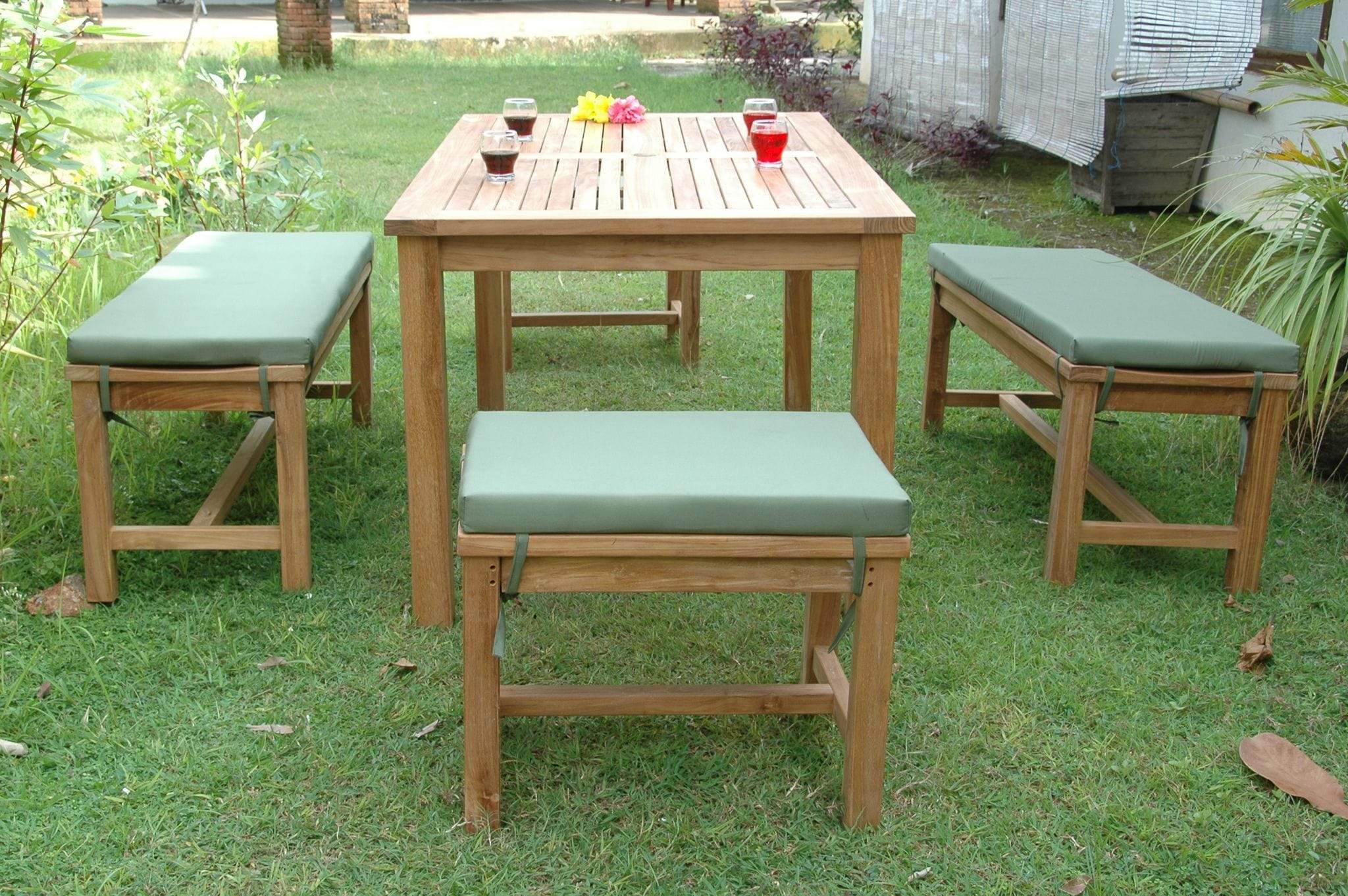 Anderson Teak Outdoor Dining Set Anderson Teak - Montage Madison 5- Pieces Dining Set ( SET-200 ) | Teak Wood Square Dining Table ( BH-7048B ) & Stools ( CHD-7024B )