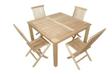 Anderson Teak Outdoor Dining Set Anderson Teak - Windsor Classic Teak 5-Pieces Folding Dining Chair ( Set-62 ) |  Teak Wood Square Dining Table