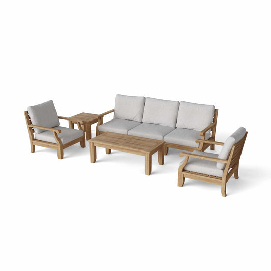 Anderson Teak Outdoor Sectional Anderson Teak Riviera Luxe 7-Pieces Modular Set With Rectangular Table B