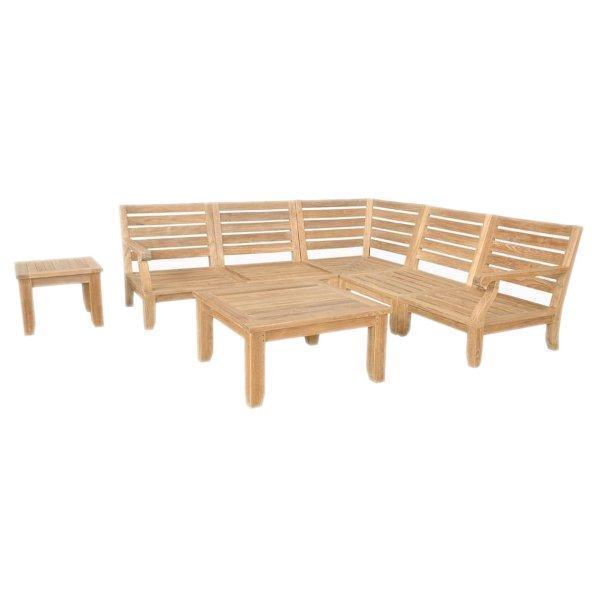 Anderson Teak Outdoor Sectional Anderson Teak Riviera Luxe 7-Pieces Modular Set with Square Tables