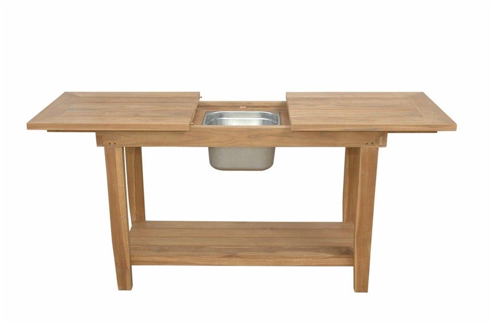 Anderson Teak Outdoor Table Anderson Teak Nautilus Console Table w/ SS Container