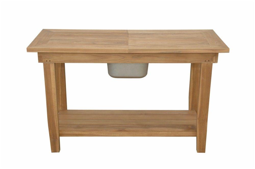 Anderson Teak Outdoor Table Anderson Teak Nautilus Console Table w/ SS Container