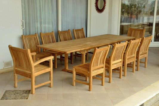 Anderson Teak Outdoor Teak Dining Set Anderson Teak Bahama Sahara 11-Pieces 10' Rectangular Dining Set