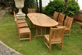 Anderson Teak Outdoor Teak Dining Set Anderson Teak Sahara Dining Side Chair 9-Pieces Oval Dining Set