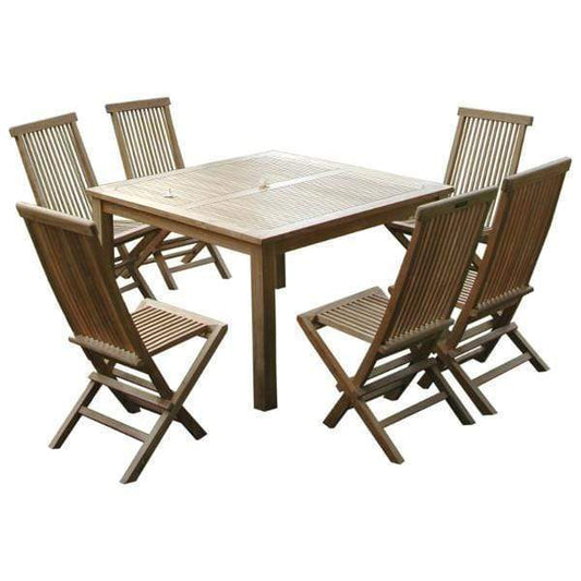 Anderson Teak Outdoor Teak Dining Set Anderson Teak Windsor Classic Chair 7-Pieces Folding Dining Set