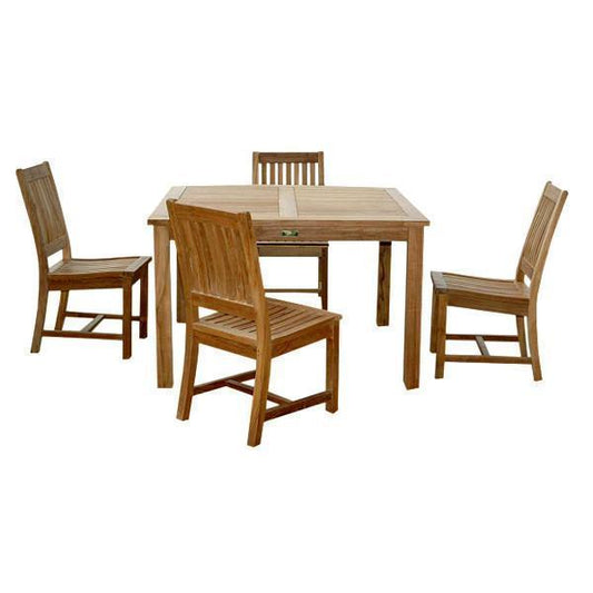 Anderson Teak Outdoor Teak Dining Set Anderson Teak Windsor Rialto Side Chair 5-Pieces Dining Table Set