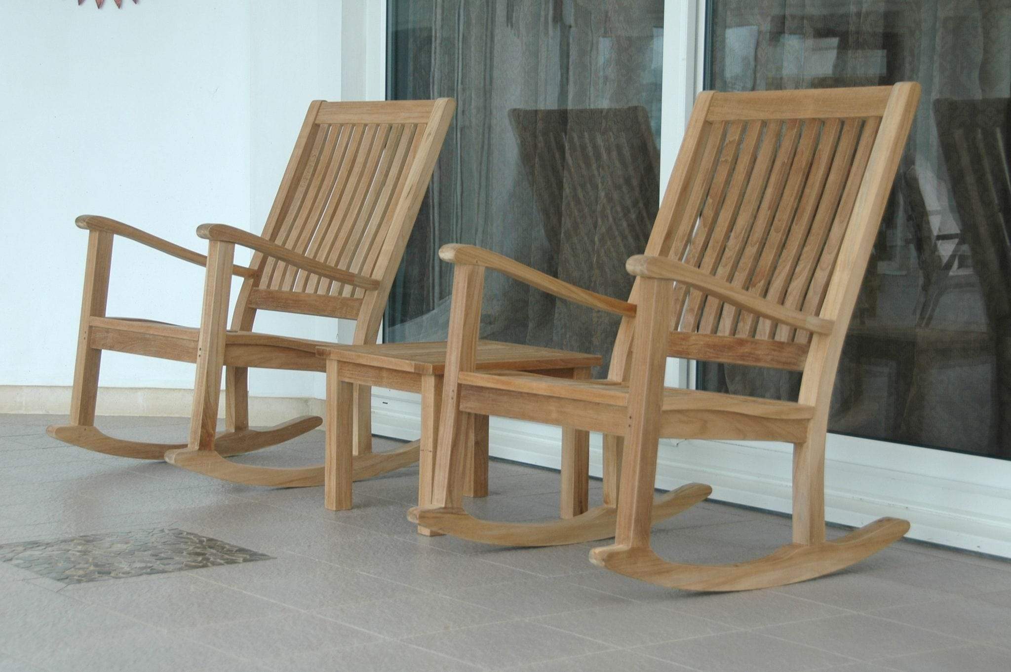 Anderson Teak Swing Chairs Anderson Teak Del-Amo Bahama 3-Pieces Set with Square Side Table