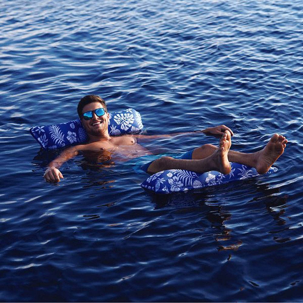 Aqua Leisure Floats Aqua Leisure 4-In-1 Monterey Hammock Supreme XL 53" x 31.5" - Hibiscus Pineapple Royal Blue [APL18904S2]