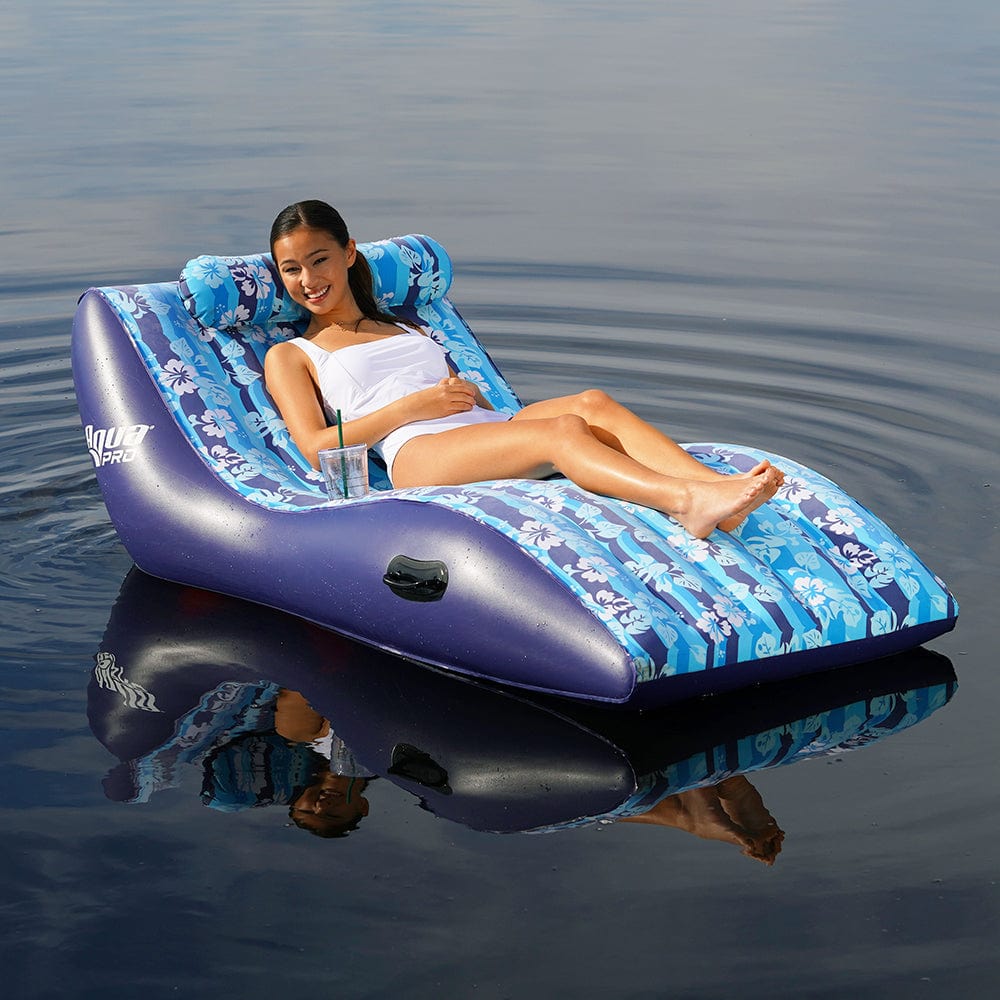 Aqua Leisure Floats Aqua Leisure Ultra Cushioned Comfort Lounge Hawaiian Wave Print w/Adjustable Pillow [APL17014S2]
