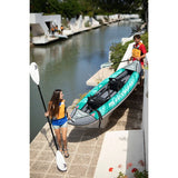 Aqua Marina - Laxo-320 Recreational Kayak - 2 person. Inflatable deck. Kayak paddle set included. | LA-320-22