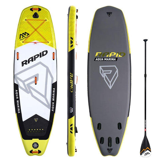 Aqua Marina Water Sports > SUP Boards Aqua Marina -  BT-18RP Rapid 9.6 Foot Inflatable SUP Stand Up Paddleboard, Yellow