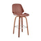 Armen Living Bar Stool Armen Living | Arabela 26" Brown Faux Leather and Walnut Wood Swivel Bar Stool | LCAABAWABR26