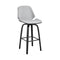 Armen Living Bar Stool Armen Living | Arabela 26" Gray Faux Leather and Black Wood Swivel Bar Stool | LCAABABLGR26