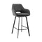 Armen Living Bar Stool Armen Living | Aura Gray Faux Leather and Black Metal Swivel 30" Bar Stool | LCAUBABLGR30