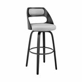 Armen Living Bar Stool Armen Living | Julius 26" Gray Faux Leather and Black Wood Bar Stool | LCJUBABLGR26