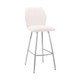 Armen Living Bar Stool Armen Living | Tandy White Faux Leather and Brushed Stainless Steel 30" Bar Stool | LCTNBABSWH30