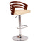 Armen Living Barstool Armen Living | Adele Adjustable Height Swivel Cream Faux Leather and Walnut Wood Bar Stool with Chrome Base | LCADSWBACRWA