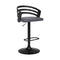 Armen Living Barstool Armen Living | Adele Adjustable Height Swivel Grey Faux Leather and Black Wood Bar Stool with Black Base | LCADBAGRBL