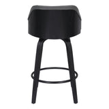 Armen Living Barstool Armen Living - Alec 26" Counter Height Swivel Grey Faux Leather and Black Wood Bar Stool | LCAEBABLGR26