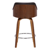 Armen Living Barstool Armen Living - Alec 26" Counter Height Swivel Grey Faux Leather and Black Wood Bar Stool | LCAEBABLGR26