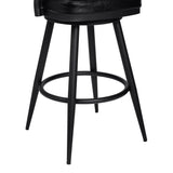 Armen Living Barstool Armen Living | Amador 30" Bar Height Barstool in a Black Powder Coated Finish and Vintage Black Faux Leather | 721535746972