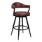 Armen Living Barstool Armen Living | Amador 30" Bar Height Barstool in a Black Powder Coated Finish and Vintage Coffee Faux Leather | 721535746996