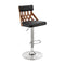 Armen Living Barstool Armen Living | Angelo Adjustable Swivel Black Faux Leather & Walnut Wood Bar Stool with Chrome Base | LCAOBAWABL