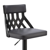 Armen Living Barstool Armen Living | Angelo Adjustable Swivel Grey Faux Leather & Black Wood Bar Stool with Black Base | LCAOBABLGR