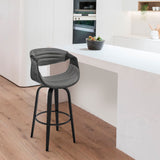 Armen Living Barstool Armen Living - Arya 26" Swivel Counter Stool in Gray Faux Leather and Walnut Wood | LCAYBAWAGR26