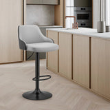 Armen Living Barstool Armen Living - Asher Adjustable Gray Faux Leather and Chrome Finish Bar Stool | LCARBAWAGR