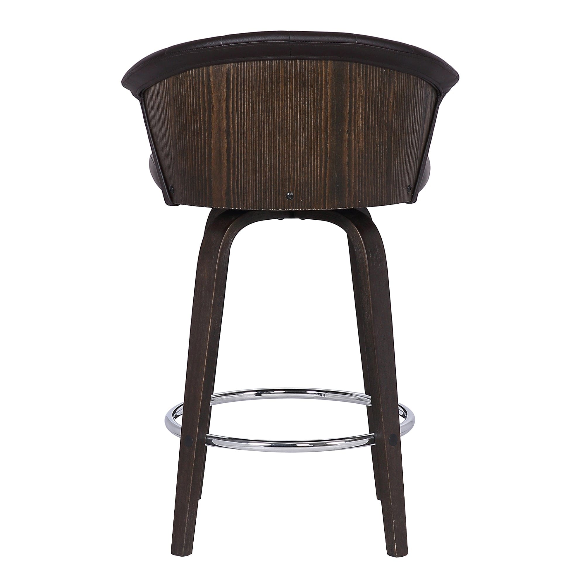 Armen Living Barstool Armen Living | Ashley Wood Back 26" Swivel Brown Faux Leather Bar Stool | LCASBAWABR26