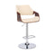 Armen Living Barstool Armen Living | Aspen Adjustable Swivel Cream Faux Leather and Walnut Wood Bar Stool with Chrome Base | LCASBAWACR