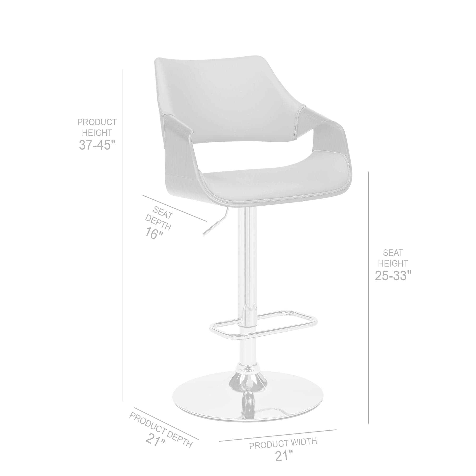 Armen Living Barstool Armen Living | Aspen Adjustable Swivel Cream Faux Leather and Walnut Wood Bar Stool with Chrome Base | LCASBAWACR