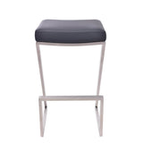 Armen Living Barstool Armen Living - Atlantis 26" Counter Height Backless Black Faux Leather and Brushed Stainless Steel Bar Stool | LCAT26BABLK