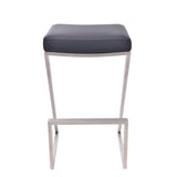 Armen Living Barstool Armen Living - Atlantis 30" Bar Height Backless Black Faux Leather and Brushed Stainless Steel Bar Stool | LCAT30BABLK