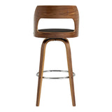 Armen Living Barstool Armen Living - Axel 26" Swivel Counter Stool in Gray Faux Leather and Walnut Wood | LCAXBAWAGR26