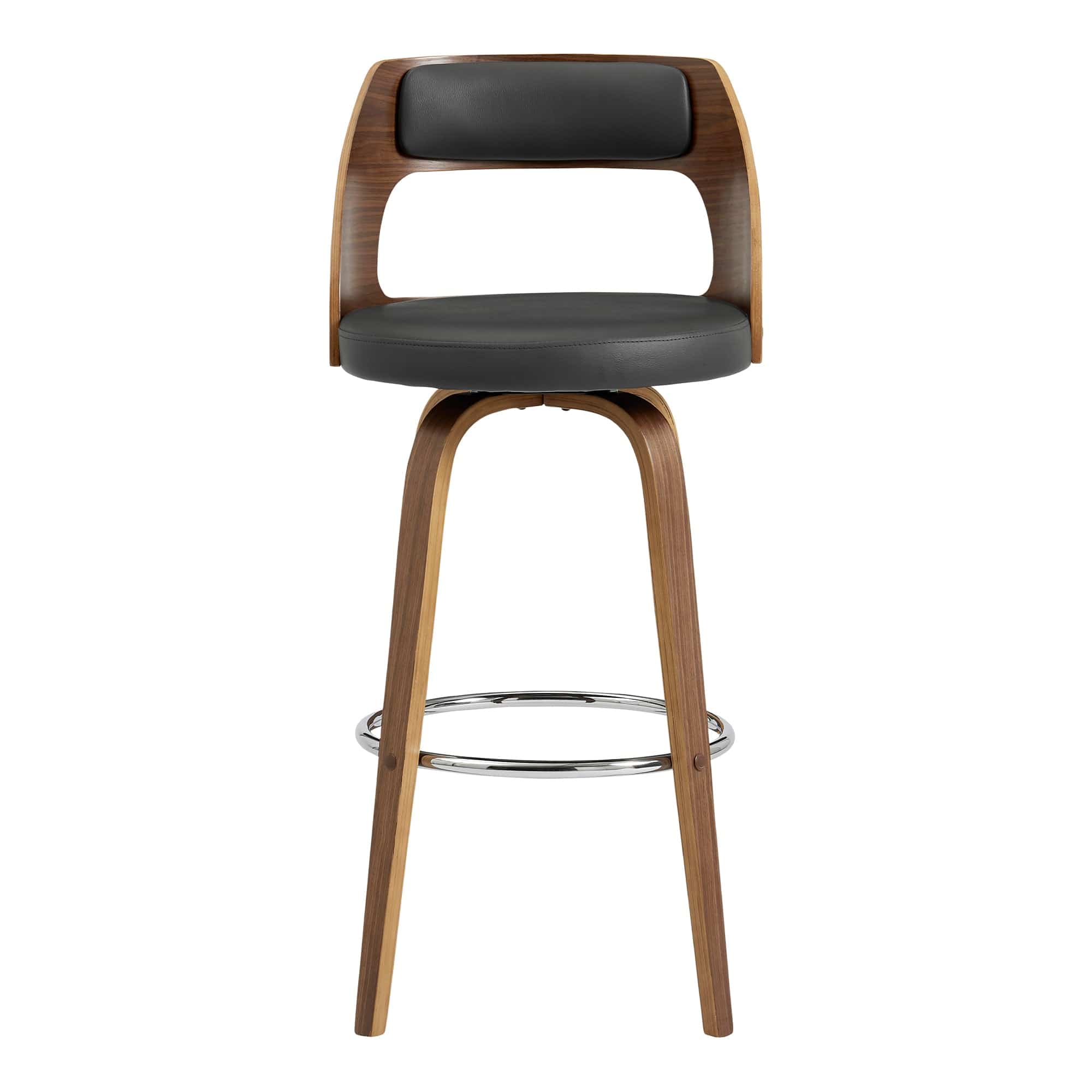 Armen Living Barstool Armen Living - Axel 30" Swivel Bar Stool in Gray Faux Leather and Walnut Wood | LCAXBAWAGR30
