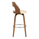 Armen Living Barstool Armen Living - Axel 30" Swivel Bar Stool in Gray Faux Leather and Walnut Wood | LCAXBAWAGR30