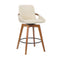 Armen Living Barstool Armen Living | Baylor 26" Cream Faux Leather and Walnut Wood Swivel Bar Stool | LCBABAWACR26