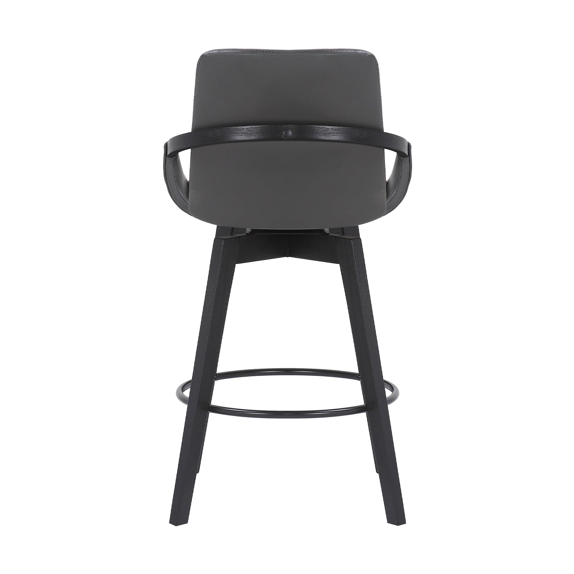 Armen Living Barstool Armen Living | Baylor 26" Gray Faux Leather and Black Wood Swivel Bar Stool | LCBABABLGR26