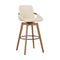 Armen Living Barstool Armen Living | Baylor 30" Cream Faux Leather and Walnut Wood Swivel Bar Stool | LCBABAWACR30