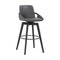 Armen Living Barstool Armen Living | Baylor 30" Gray Faux Leather and Black Wood Swivel Bar Stool | LCBABABLGR30