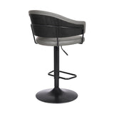 Armen Living Barstool Armen Living | Brody Adjustable Height Swivel Grey Faux Leather and Black Wood and Metal Base Bar Stool | LCBOBABLGR