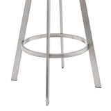 Armen Living Barstool Armen Living | Bronson 25" Gray Faux Leather and Brushed Stainless Steel Swivel Bar Stool | 721535762224