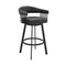 Armen Living Barstool Armen Living - Bronson 29" Bar Height Swivel Bar Stool in Black Finish and Black Faux Leather | 721535761852