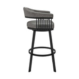 Armen Living Barstool Armen Living - Bronson 29" Bar Height Swivel Bar Stool in Black Finish and Black Faux Leather | 721535761852