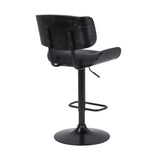 Armen Living Barstool Armen Living | Brooklyn Adjustable Swivel Black Faux Leather and Black Wood Bar Stool with Black Base | LCBRBABLBL